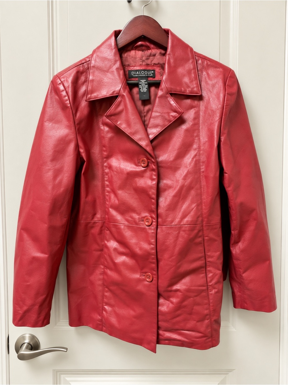 Dialogue Red 100% Leather Blazer Jacket Medium
